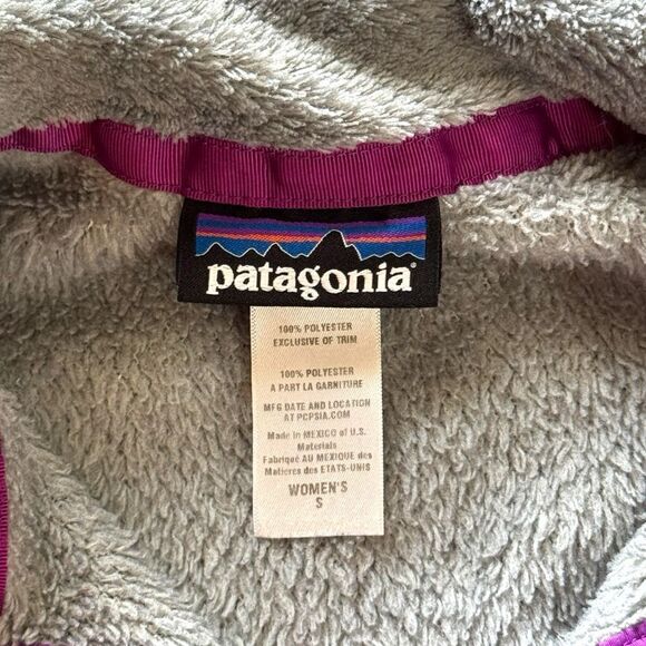 Patagonia Women's Fleece Re-Tool Snap-T Pullover Jacket Gray Purple Trim Small - Picture 6 of 14